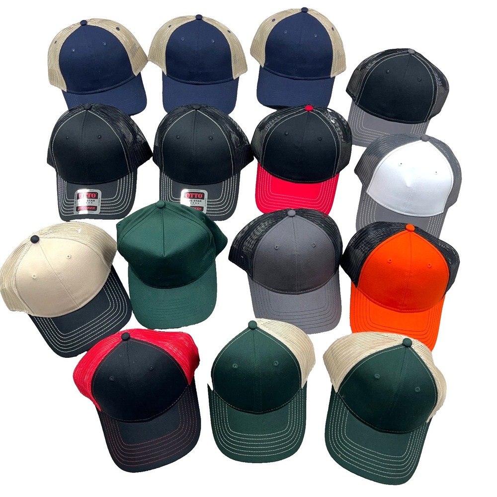 Otto Blank Trucker Hat Lot Cap Snapback Mesh Back Retro Deadstock Mixed Bundle C